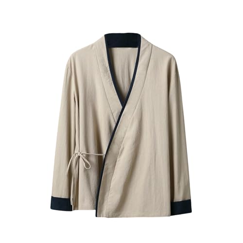 Chemise style chinois en coton lin homme veste légère pour week-end et sorties détendues