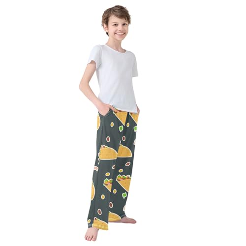 Pajama Pants Unisex Elastic Waist Lounge Pants Soft Sleepwear Bottoms Pj Pants for 6-14 Years4