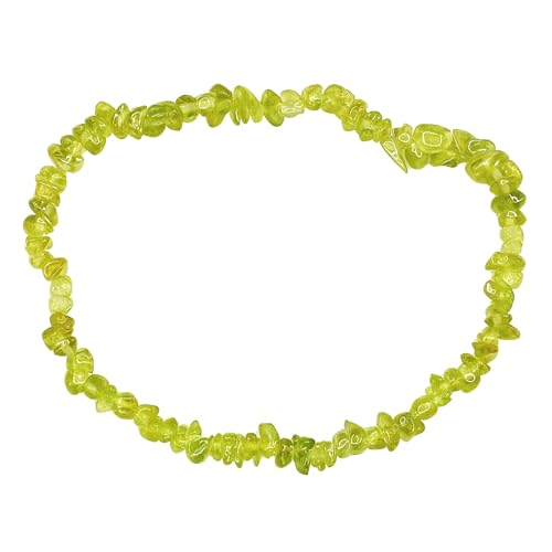Image of Certified Peridot Bracelet for Women Men with Healing Crystal and Reiki Stone - Beautiful Gemstone Beaded Bracelet for Balance, Harmony & Positive Energy (Chips Stone Beads)