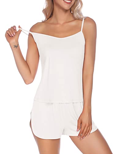 Senert Pajamas Set Womens Sleepwear Sexy Lingerie Cami Shorts Set White,S #TOP2