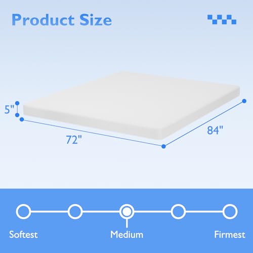 Image of FDW | 5 Inch California King Mattress | Medium Firm | Gel Memory Foam Mattress | White | Bed in a Box, CertiPUR-US Certified | Pressure Relief, Cooling Ventilated Foam | Washable Removable Cover