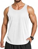 COOFANDY Workout Shirts for Men White Sleeveless Muscle T Shirts Gym Workout Stringers Drop Arm Tank Top Wife Beaters