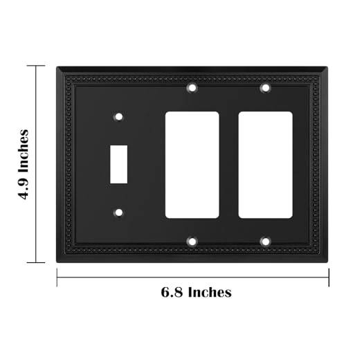 Image of Henne Bery Sunken Pearls Heavy Duty Decorative Wall Plate Switch Plate Outlet Cover (Single Toggle /Double Decorator, Matte Black)
