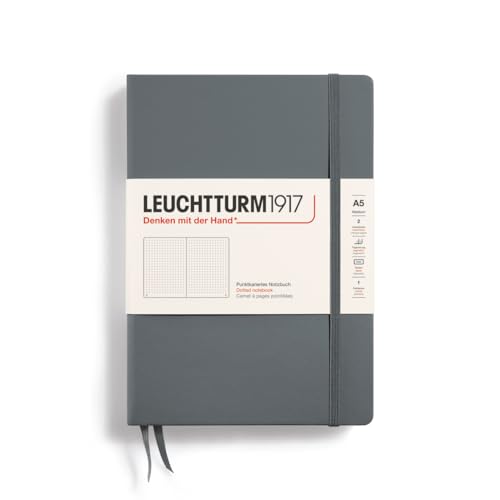 LEUCHTTURM1917 - Notebook Hardcover Medium A5-251 Numbered Pages for Writing and Journaling (Anthracite, Dotted)