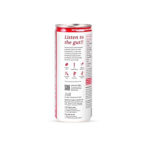 Image of Tribe Kombucha Probiotic Super Drink | Supports Gut Health | Gluten-Free | Naturally Fermented | Super Refreshing | Gut Friendly | Improves Blood Sugar | Antioxidant and Hydration | No Added Sugar | 250 ML X 6 (HIIIBISCUS)