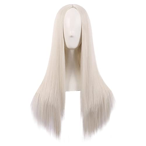 MapofBeauty 28 Inch/70 cm Women Special Long Straight Synthetic Wig (Platinum Blonde)