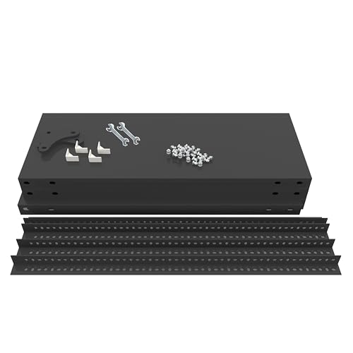 Image of Heavy Duty Slotted Angle Rack 5 Shelf | 9x35x36 Inch Metal Storage Rack | 24 Gauge Shelf 18 Gauge Angle | Adjustable Shelving Unit for Home Kitchen Garage Office Warehouse | Black Powder Coated