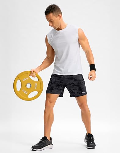 Image of Pudolla Men's Running Gym Shorts with Zipper Pockets 5 inch /7 inch / Lightweight Quick Dry Running Workout Athletic Short
