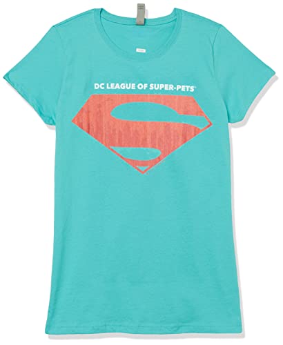 Image of DC League of Super-Pets Girl's City Symbol T-Shirt, Tahi Blue, Medium