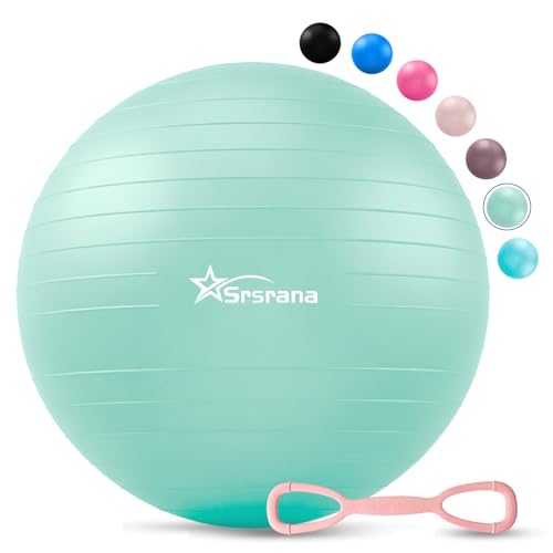 Image of Exercise Ball - Anti-Burst Yoga Ball for Pilates, Pregnancy & Core Stability - Ergonomic Office Desk Ball Chair & Physical Therapy Equipment, Quick Pump Included