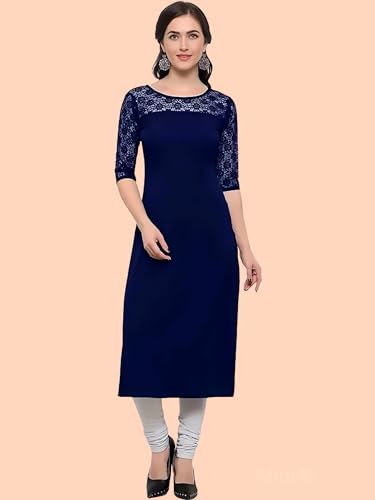 Image of Women's Crepe A-line Straight Kurtis, Plain Casual Wear Kurtis