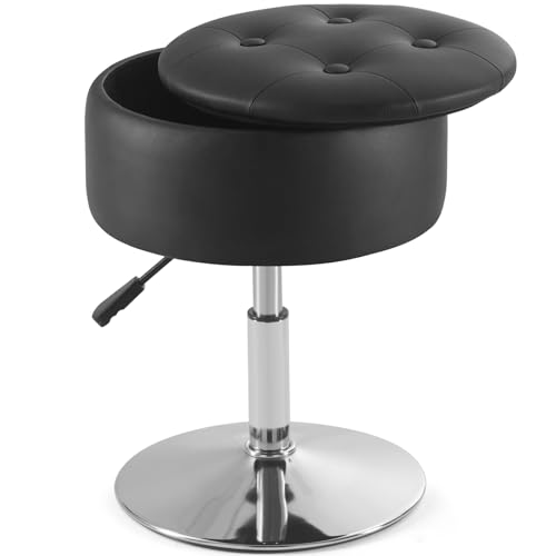 Gitrah Vanity Chair for Makeup Room Vanity Stool for Makeup Room Round Velvet Ottoman Tufted Makeup Chair Vanity Stools for Bathroom Height Adjustable