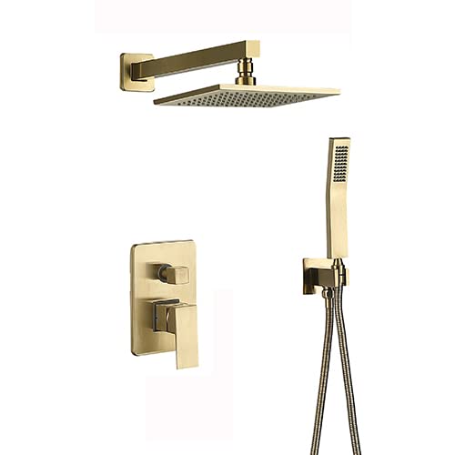 Douche à main en laiton et système de douche haute pression or brossé
