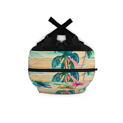 Backpack Tropical Paradise Watercolor with Vibrant Palm Trees and Sunset Hues4