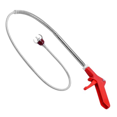 Hitburu Remover de zulos de serpiente de inodoro, removedor de zuecos de inodoro Snake | Afección de inodoro con recolector de garras | Herramientas de plomería flexibles sin deslizamiento para la