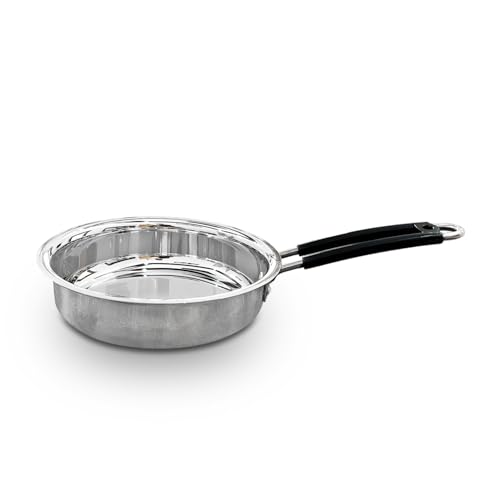 Image of KC Stainless Steel Frying Pan | Stove & Induction Safe | Easy Grip Handles | Heavy Gauge | Capacity 1.2 LTR. | Diamm. 19 cm