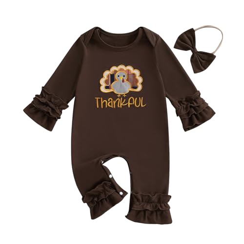 My First Thanksgiving Baby Girl Outfit Little Turkey Onesie Thanksgiving Romper Jumpsuit Infant Newborn Clothes