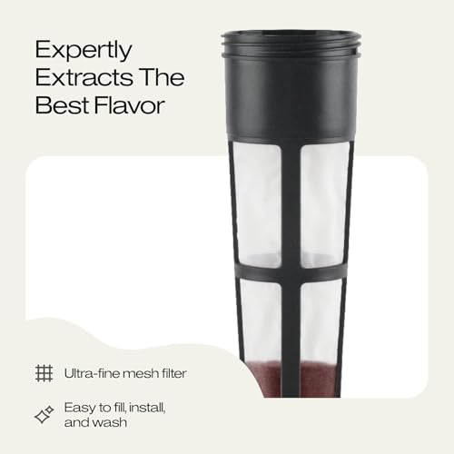 Image of Deluxe Cold Brew Iced Coffee Maker with Airtight Seal & Silicone Handle, 2-Quart, Black BPA-Free Dishwasher-Safe