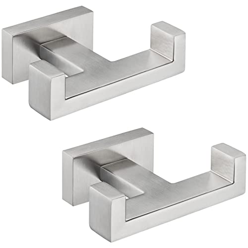 Angle Simple Bathroom Double Hook 2 PCS, SUS304 Stainless Steel
