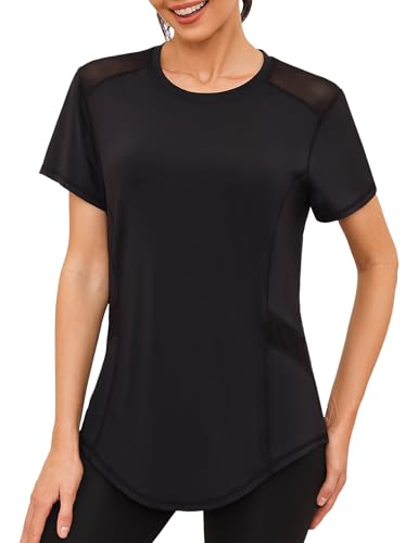 Gyabnw UV Shirt Damen Fitness Sportshirt Laufshirt Atmungsaktiv Funktionsshirt Kurzarm Activewear Locker Wandershirt Gym Gyabnw UV Shirt Damen Fitness Sportshirt Laufshirt Atmungsaktiv Funktionsshirt Kurzarm Activewear Locker Wandershirt Gym