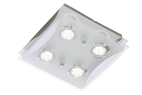 Preisvergleich Produktbild LED Deckenleuchte, Deckenlampe, Deckenstrahler, Spots, Wohnzimmer-lampe, Deckenspot, Lampe-Kinderzimmer, Deckenbeleuchtung, Deckenleuchte Schlafzimmer-Kinderzimmer, Wohnzimmerleuchte, 4xLED, GU10, 3 W, 250 Lumen, eckig, chrom
