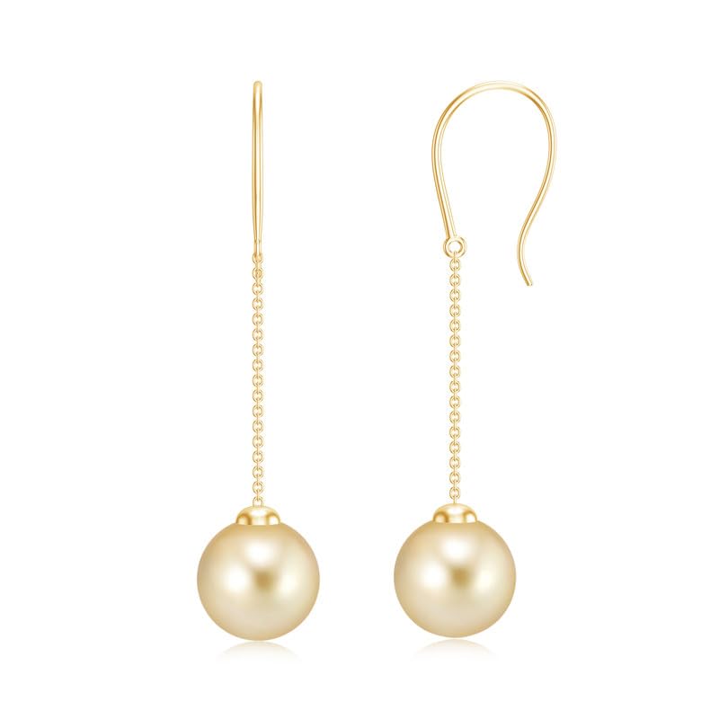Image of Goldhartz 925 Sterling Silver Akoya Pearl and Moissanite Diamond Drop Earrings, 10MM Pearls, 14K Gold Micron Plated, Best Gift for Weddings, Anniversaries & Birthdays