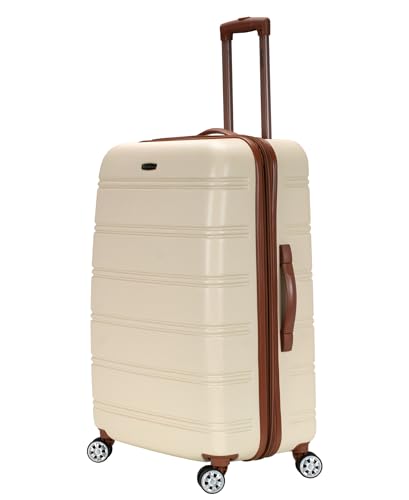 Image of Rockland Melbourne Hardside Expandable Spinner Wheel Luggage, Checked Large 28 inch, White