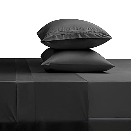 Image of SONORO KATE Bed Sheet Set Super Soft Microfiber 1800 Series Luxury Egyptian Sheets 18-Inch Deep Pocket Wrinkle and Hypoallergenic-4 Piece(Queen Black)