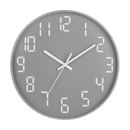 Image of SKYTONE Wall Clock 12 inch Silent Quartz Decorative Wall Clock Non-Ticking Classic Clock Round Easy to Read for Living Room, Bathroom, Kitchen, Office, School