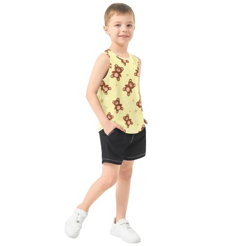 J JOYSAY Cartoon Teddy Star Yellow Boys Tank Top Sleeveless Muscle Shirts Quick Dry Kids T-Shirts 3-15T4