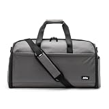 Halfday Convertible 2-in-1 Premium Garment Duffel Weekender Bag 45L | Wrinkle-Free Travel, Hanging Suit Compartment, Shoe Pockets, Trolley Sleeve. Balistic Nylon Carry-On, Ash