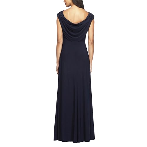 Image of Alex Evenings Women's Long Cowl Back Mother of The Bride Dress, Formal Event, Wedding Guest Gown (Petite and Regular Sizes)