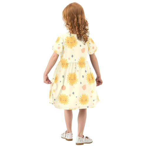 Summer Girl Dresses Cartoon Sun Toddler Short Sleeve A-line Dress Casual Sundress3
