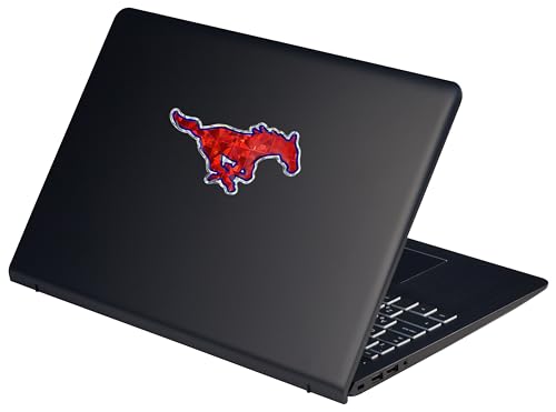 Image of Elektroplate Officially Licensed SMU Mustangs Red & Blue Reflective Decal | Premium 3D Doming All Weather Sticker for Car, Water Bottle, Laptop, Tablet, Window, Cooler, Phone | Made in The USA