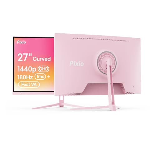 Image of Pixio PXC278 Wave Pink 27 inch 180Hz Refresh Rate QHD 1440p Resolution 1650R Curved Fast VA Panel 1ms GTG Response Time Adaptive Sync HDR Curved Gaming Monitor