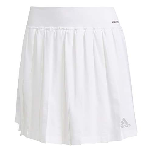 adidas Womens Club Tennis Pleated Skirt, White/Grey, XL