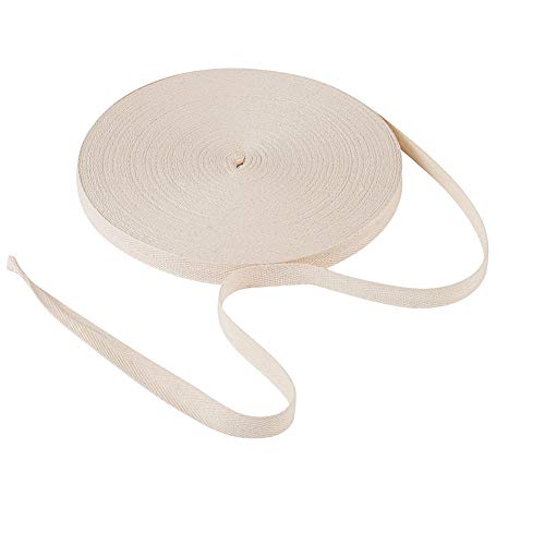 Craftdady Cinta de sarga de algodón de 50 metros de 16 mm de ancho, cinta de bies de espiga natural para manualidades, costura de punto de regalo