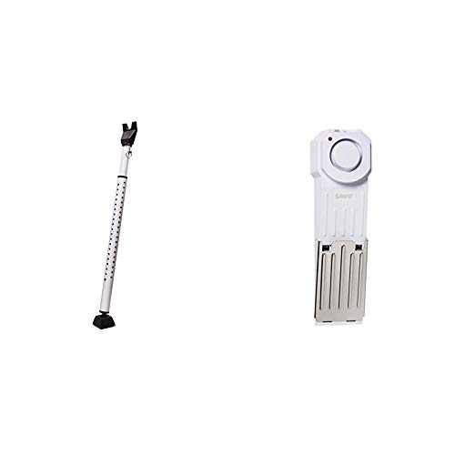 Master Lock 265D Door Security Bar, Pack of 1, White & Sabre HS-DSA Wedge Door Stop Security Alarm with 120 dB Siren --- Great for Home, Travel, Apartment or Dorm