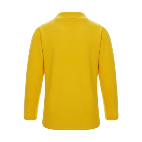 JanJean Baby Boys Girls Turtleneck Long Sleeve Underwear Tops Kids Soft Cotton Pullover T-Shirts Solid Color Warm Tees Yellow 15-16 Years
