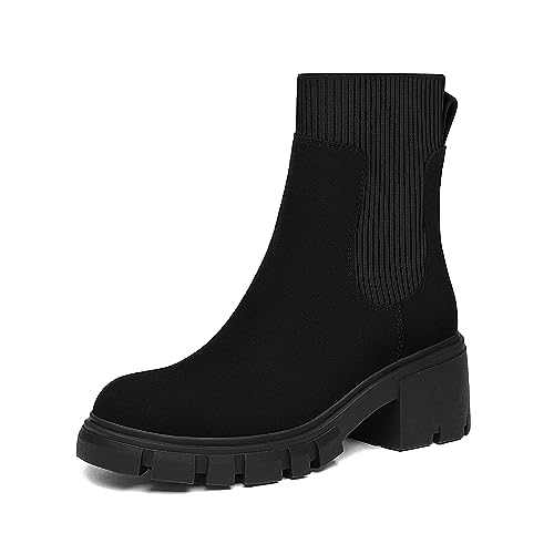 Best Chelsea Boots for High Arches: Comfort & Style 11 Athlefit Women's Black Chelsea Boots Fall Platform Ankle Boots Slip on Chunky Lug Sole Boots