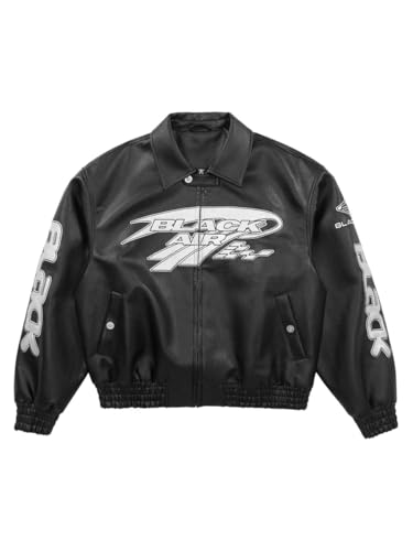Leather Jacket Biker Racing Faux Motorcycle Moto Varsity Streetwear Bomber Jacket