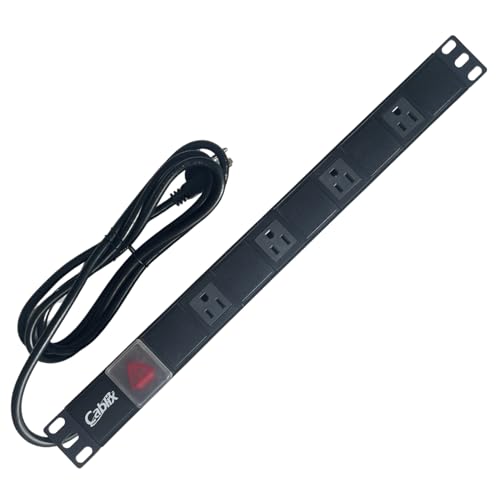 Cablix RPDU-AL0415K Unidad de Distribución de Energía Rack 1U 19" con 4 Tomas NEMA 5-15R, 15A 125V, Cable de 2 m, Carcasa de Aluminio, UL Listado miniatura 3