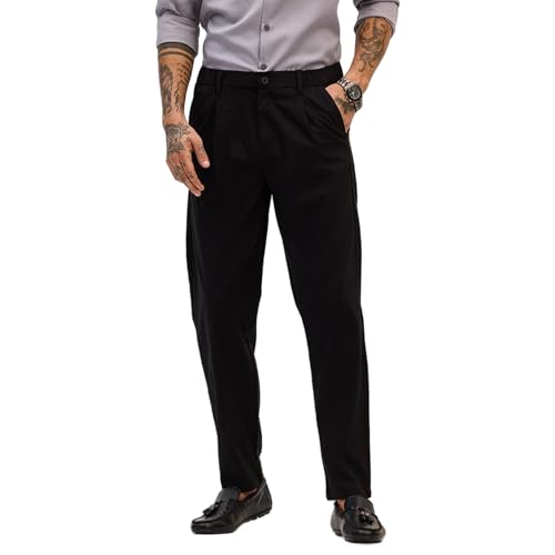 Image of SNITCH Men Formal Trousers | Slim Fit Ankle Length Design with Button Closure | Durable Poly Blend Fabric & Medium Stretch for Office, Festive & College Wear