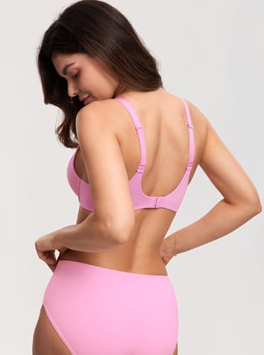 Image of DOBREVA Women's Push Up T-Shirt Bra Underwire Padded Bras Plunge Full Coverage
