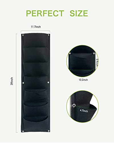 Onev Ft Wall Hanging Plant Bags, Large 7 Pockets Vertical Garden Herb Planter Hanger Bags For Indoor Outdoor, Black Wall Herb Garden Kit For Strawberry Live Vegetable Plants Seeds #TOP1