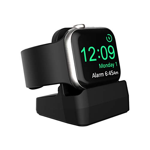 SPORTLINK Support Apple Watch Station de Chargement pour Apple Watch Series7/6/SE/Series 5/Série 4/Série 3/Série 2/Série 1/4mm, 42mm, 40m, 38mm - Compatible avec Night-Stand Mode (Noir) Cover