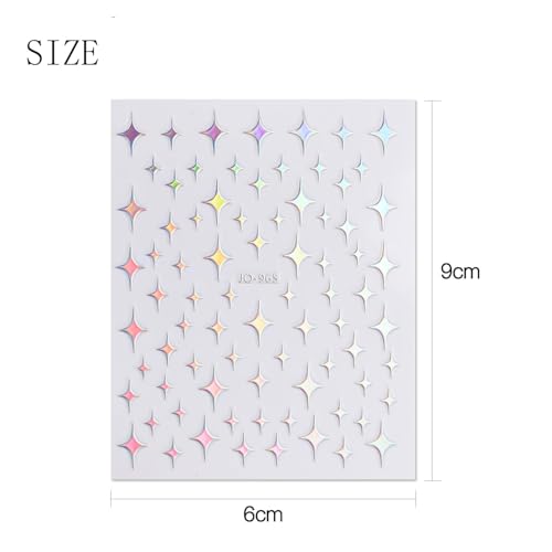 jmeowio 12 Sheets Aurora Nail Art Stickers Decals Self-Adhesive Holographic Star Heart Nail Supplies Nail Art Design Decoration Accessories, 12.0 Count - Image 5