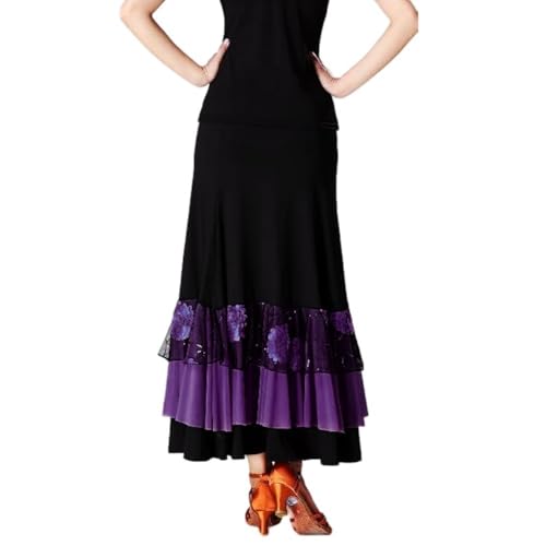 Jupe brodée de fleurs à paillettes élégante pour spectacle de flamenco