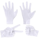 Shappy Santa Gloves for Women Men Cotton Formal Gloves Uniform Parade Costume Glove for Guard Tuxedo Jewelry Inspection(White,23 cm)