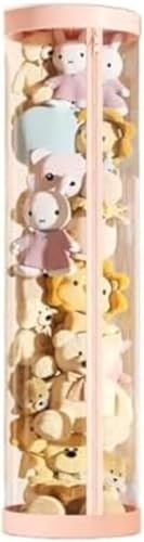 DIATO ぬいぐるみ収納 透明円柱のぬいぐるみ収納ケース ジッパー付き クリア収納バケツ ダブルジッパー 防塵 防湿 ぬいぐるみ収納桶 大容量収納 陳列ケース DIY 展示ボックス 人形収納かご ぬいぐるみ収納箱 (ピンク,26×150cm)